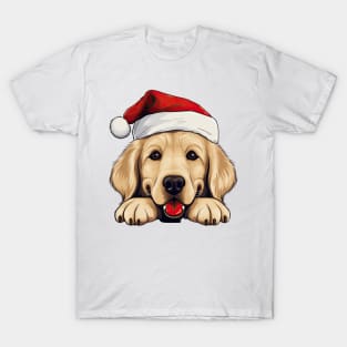 Christmas Peeking Golden Retriever Dog T-Shirt